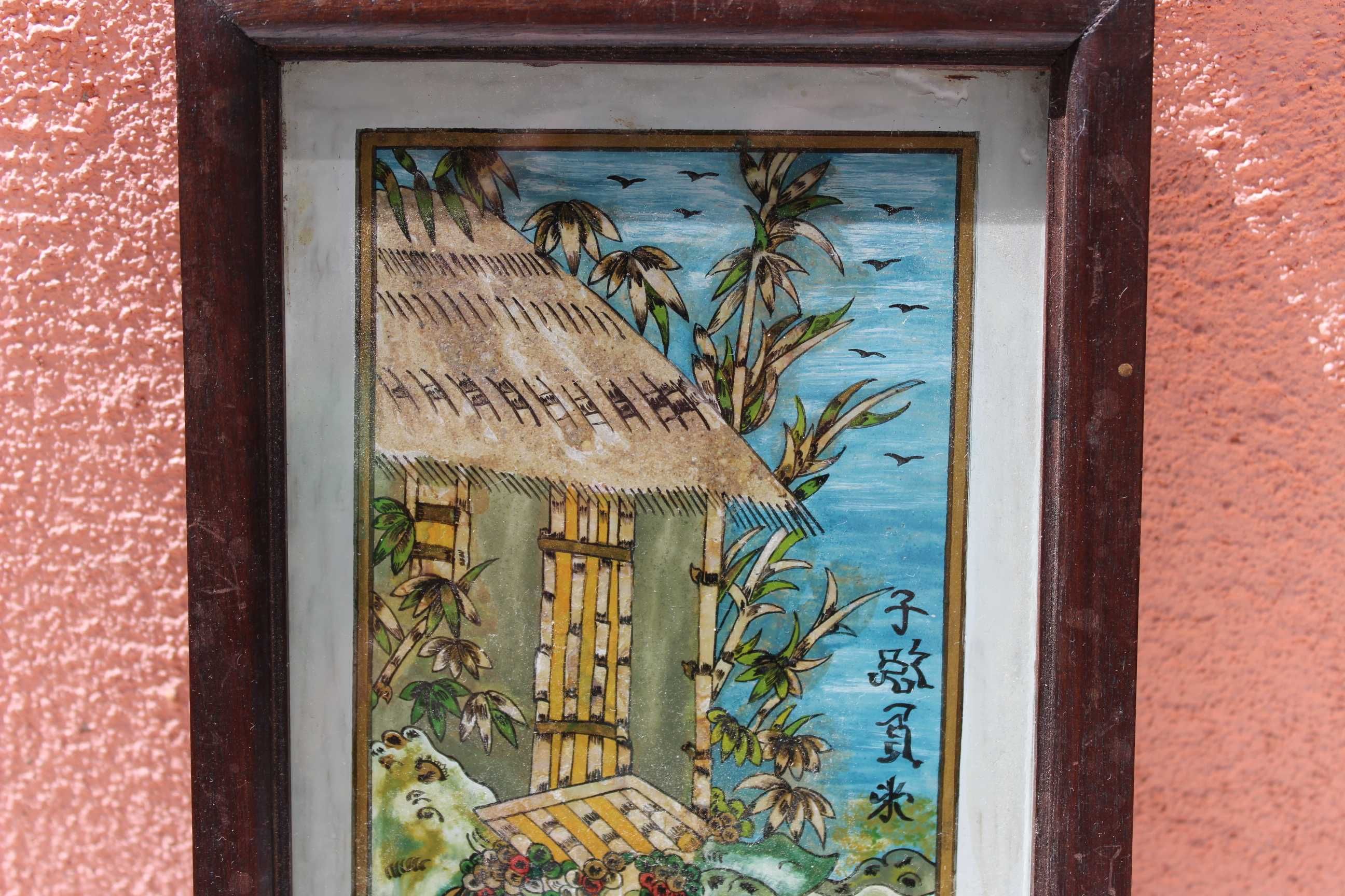 Pictura pe sticla REVERSE GLASS painting CHINA, sf secol 19