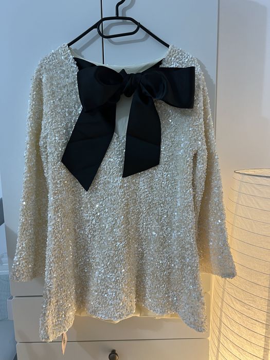 Rochie mini cu paiete , alba