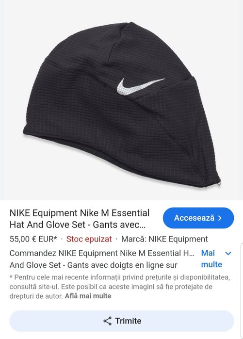 Caciula, fes running Nike Essential Dri Fit si Craft alergare nr. S/M