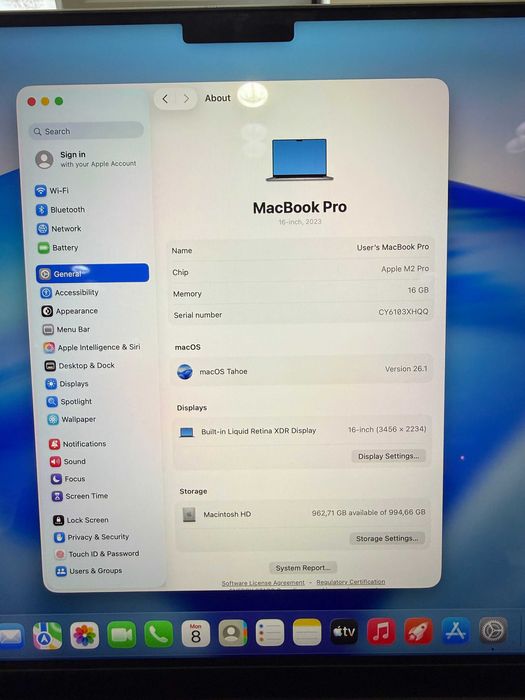 Macbook Pro 16 inch M2 Pro 2023 /16GB/ 1TB nou - baterie 9 cicluri