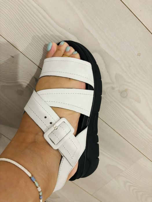 Sandale albe 38 din piele naturala