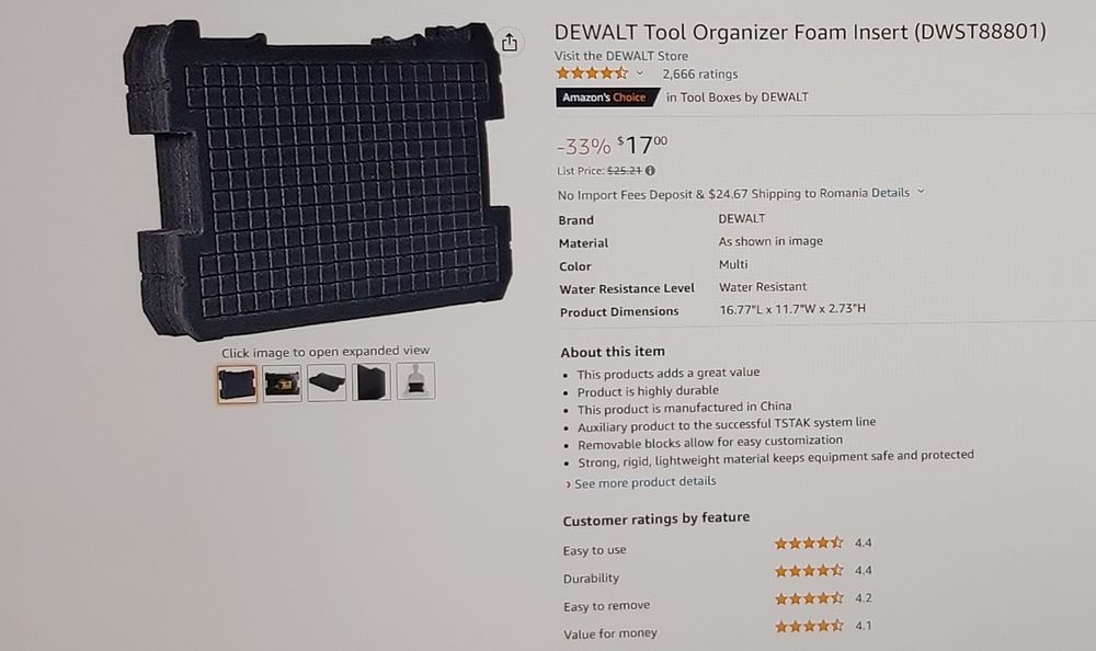 Insertie spuma personalizabila DeWalt Tstak II