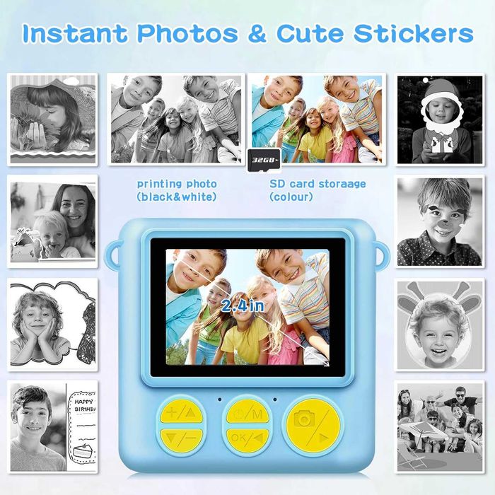Детски фотоапарат за моментални снимки с принтиране 32GB