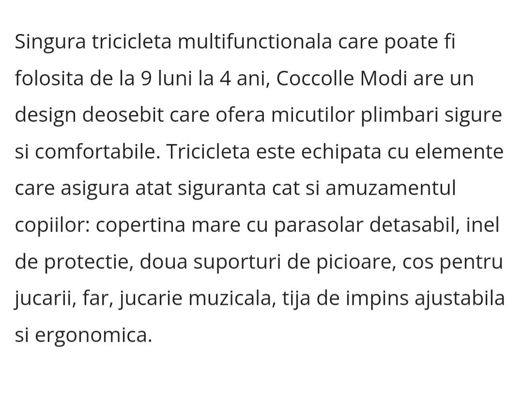 Vand tricicleta Coccolle