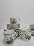 Set 6 cesti demitasse pictate manual, portelan suedez Hackefors