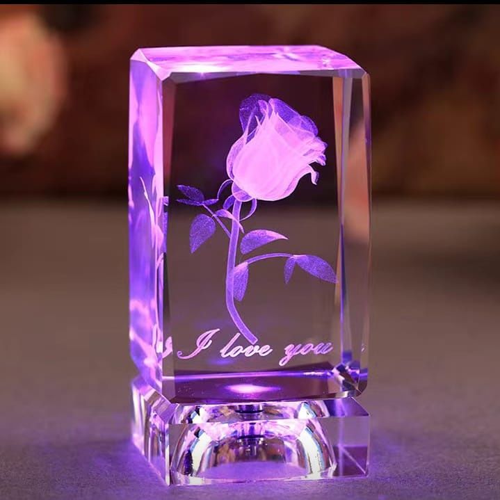 3D лазерное хрустальное стекло "Роза". Домашний декор, сувенир