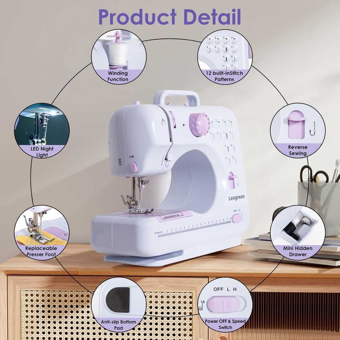 Електрическа шевна машина Leogreen, за начинаещи с 12 програми