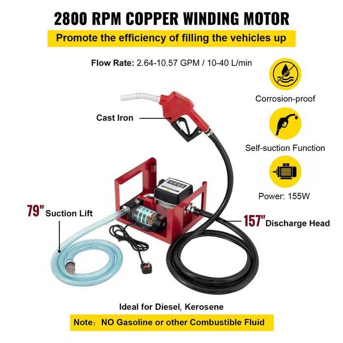 Pompa Diesel Auto-Amorsanta 40L,Pompa Ulei 300W