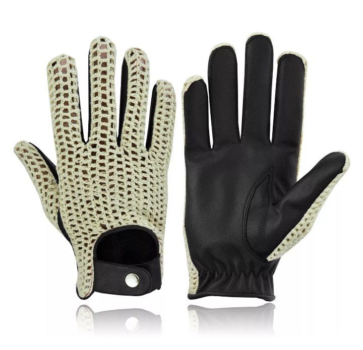 Ръкавици за шофиране от естествена кожа с плетка