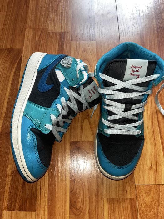 Adidasi Nike Air Jordan 1 Mid GS Black Aqua Blue