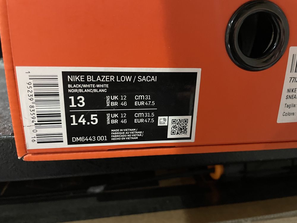 Оригинални! Nike Blazer Low Sacai - 47.5 ShoeMag