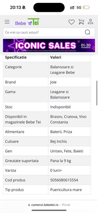 Leagan si balansoar rotativ 2 in 1 Serina, Speckled, Joie