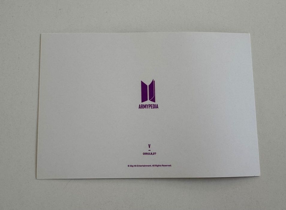 BTS Bts V Taehyung Armypedia O!RUL8,2? Official Postcard Photocard
