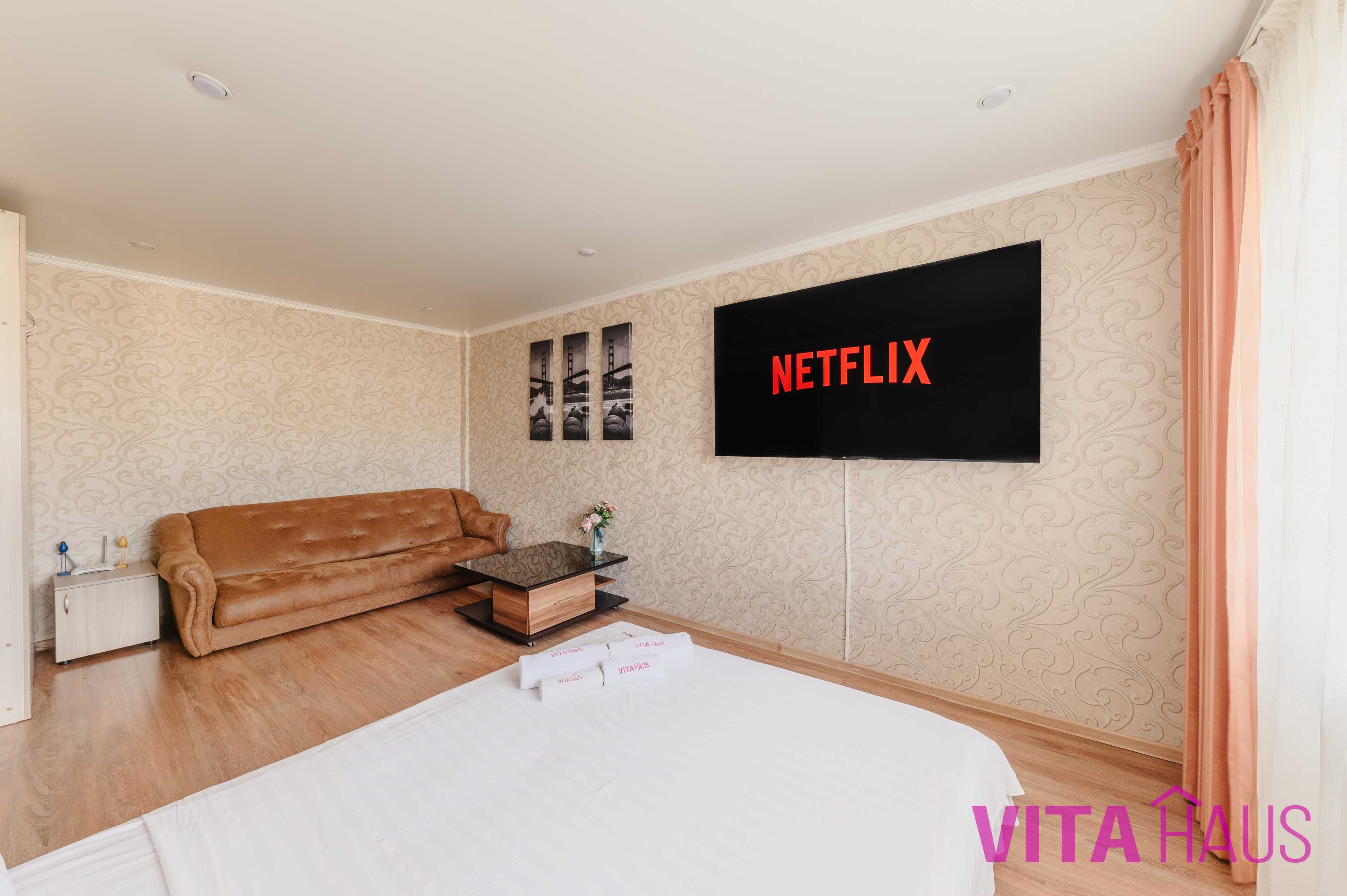 1 Ком. Квартира Почасово от Vita Haus. Wi|Fi |SMARTTV| Youtube Premium