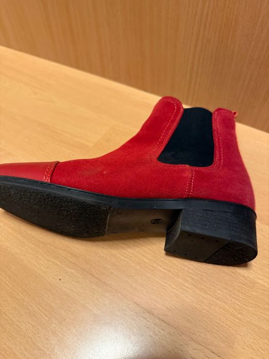 Ghete dama din piele culoare rosu