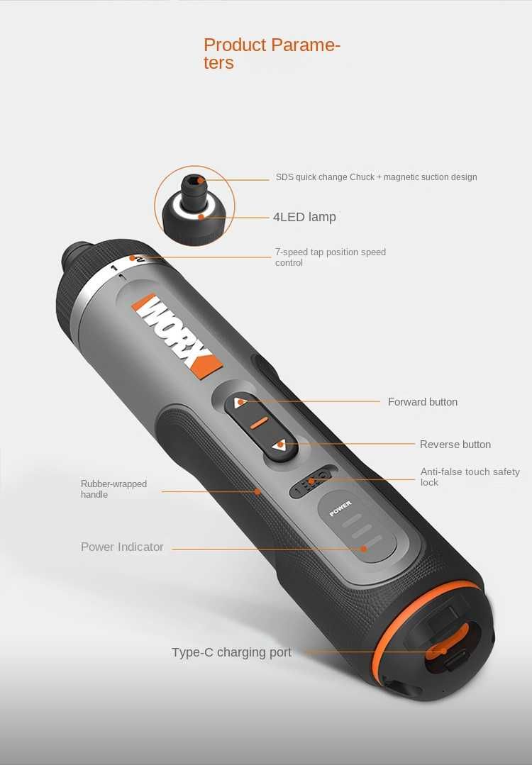3- поколение  от производителя "WORX" WX242, аккумуляторная  отвертка.