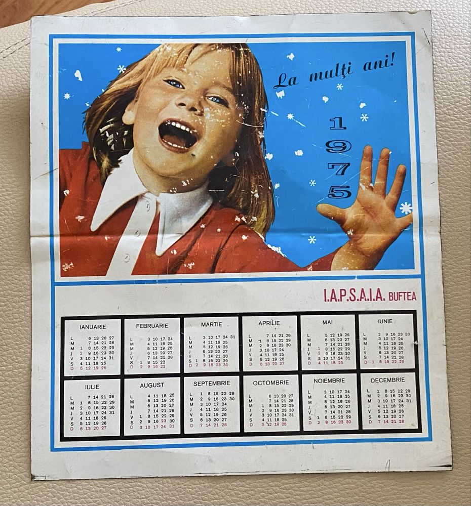 Calendar tabla litofrafiata romania anii ‘70