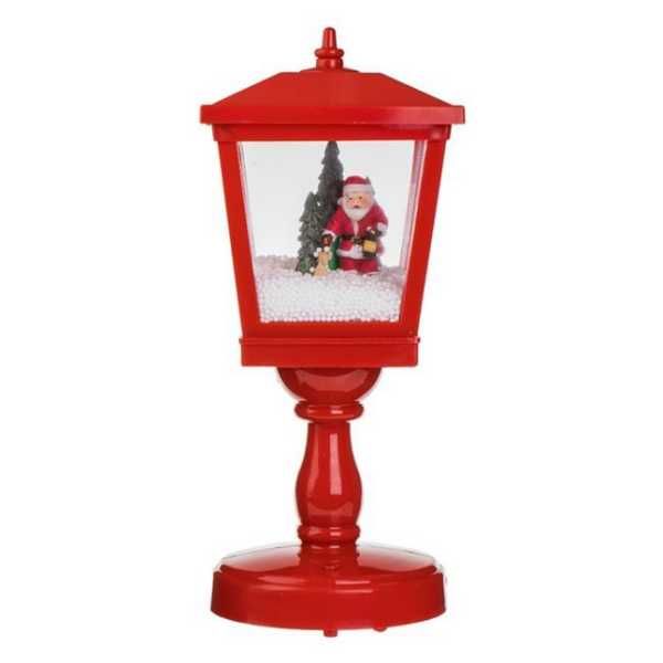 Коледен музикален фенер, снежна топка Дядо Коледа, Бяла LED светлина