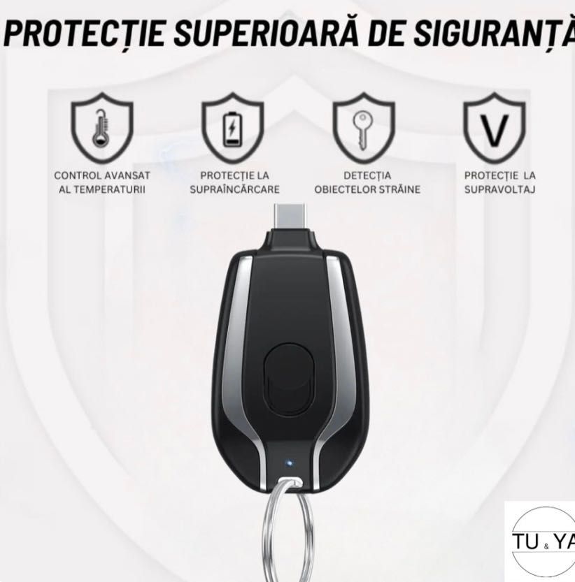 Мини преносима батерия тип ключодържател, 1500 mAh,