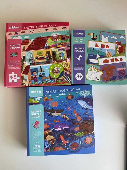 Пазлы mideer, 3 разных комплекта б\у
