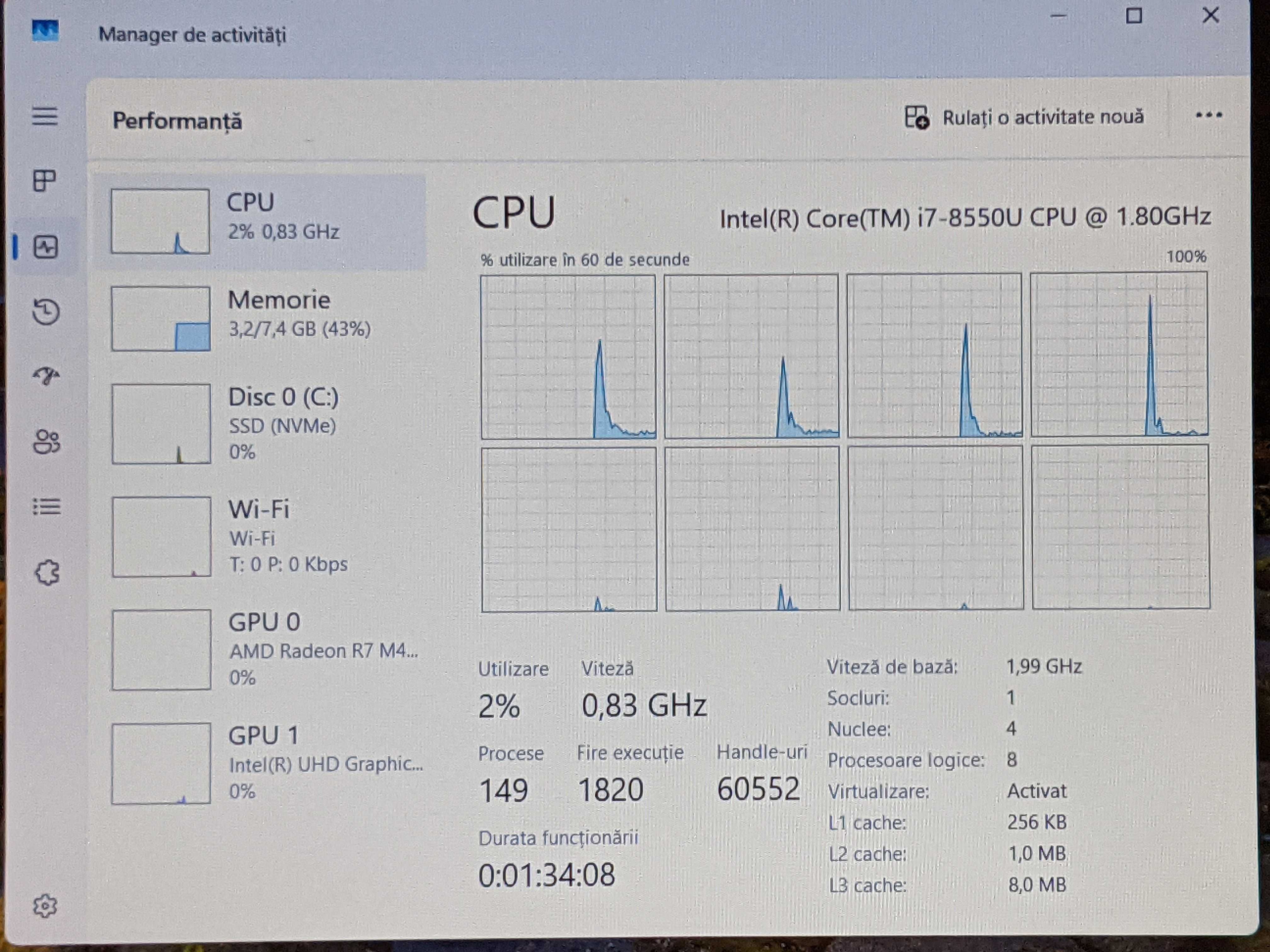 Laptop Lenovo V330-15IKB, cu procesor intel i7 8550u pana la 4GHz
