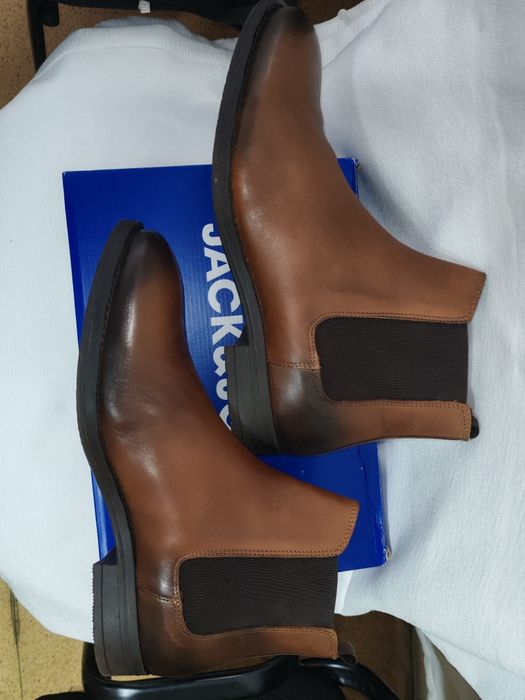 Удобни мъжки боти от естествена кожа Jack&Jones №46, 70 лв