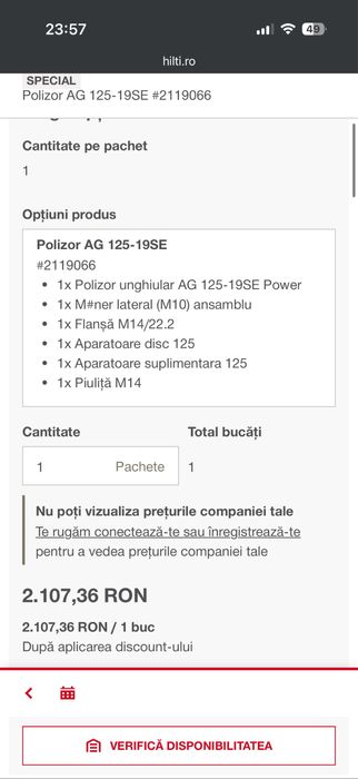 Polizor HILTI AG125-19SE nou