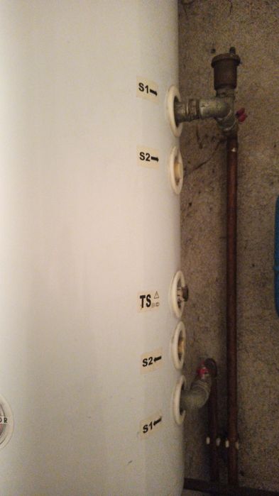 Vand centrala lemne cu pompa, vas, boiler cu 2 serpentine