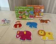 Set 2 puzzle-uri de 2 piese din carton gros, GALT, 6 animale/set, 18L+