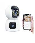 Camera supraveghere, monitor bebe, doua lentile, 3mp 360 oscilare wifi