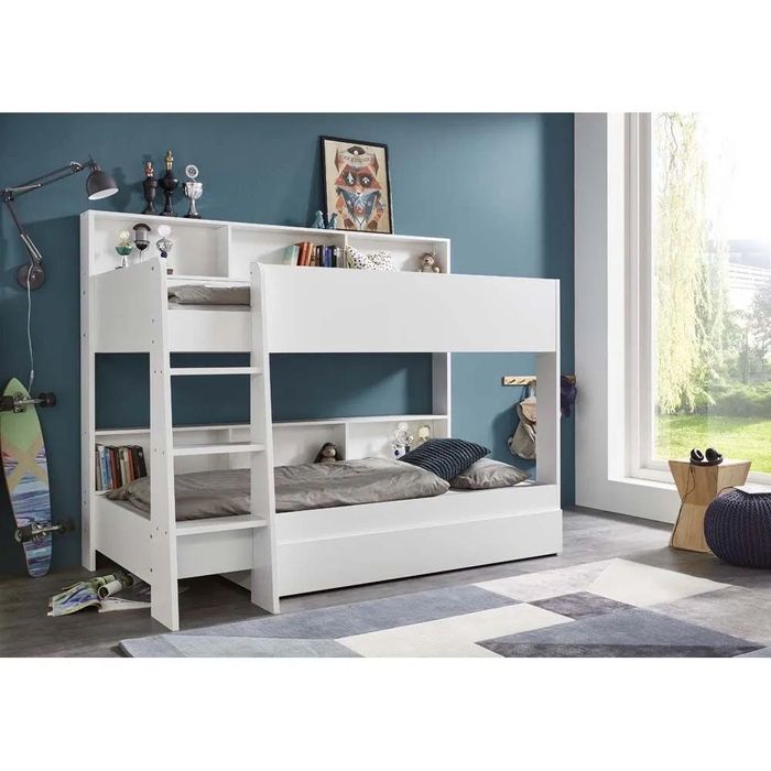 Двуетажно легло БЯЛО 200/90 КАТО НОВО