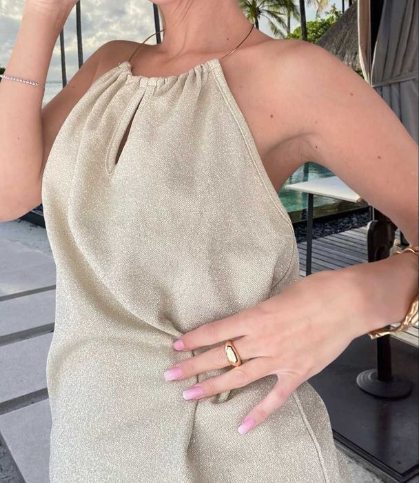 roberto cavalli златен топ горница потник блуза златиста гол гръб