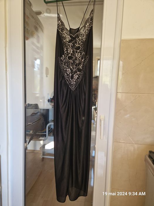 Pijamale dama L,XL din satin/voal cu dantela