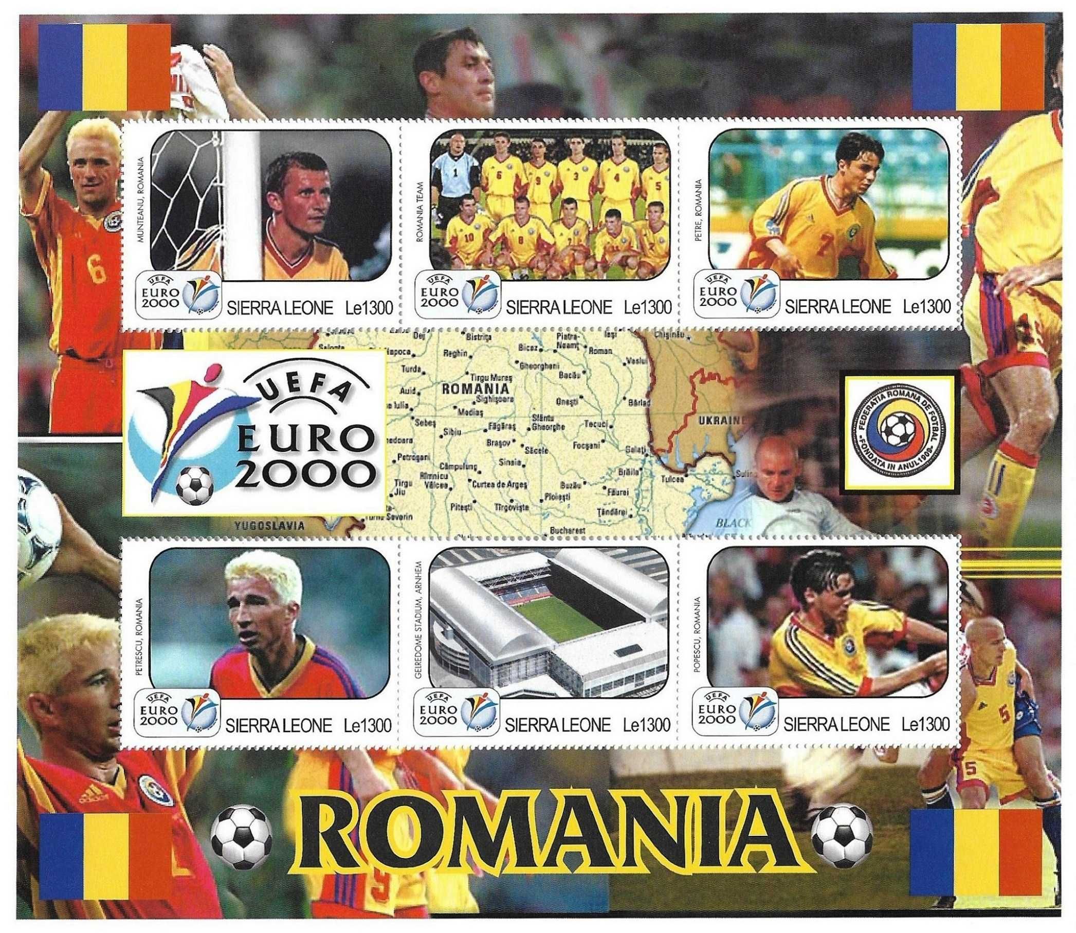 Super timbre colita nestampilata Sierra Leone echipa fotbal Romania
