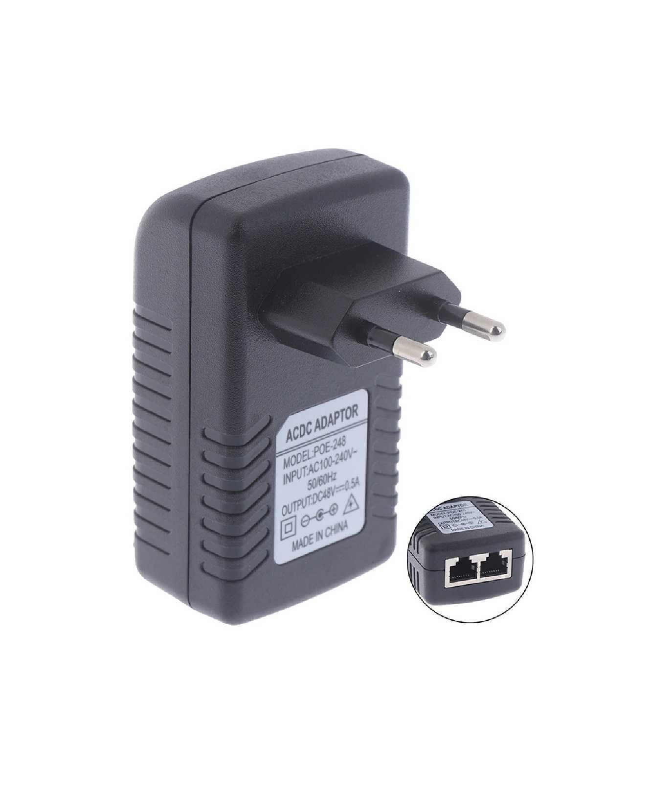 POE Ethernet адаптер AC DC 48V/500MA, 24W/1A, 12V/2A