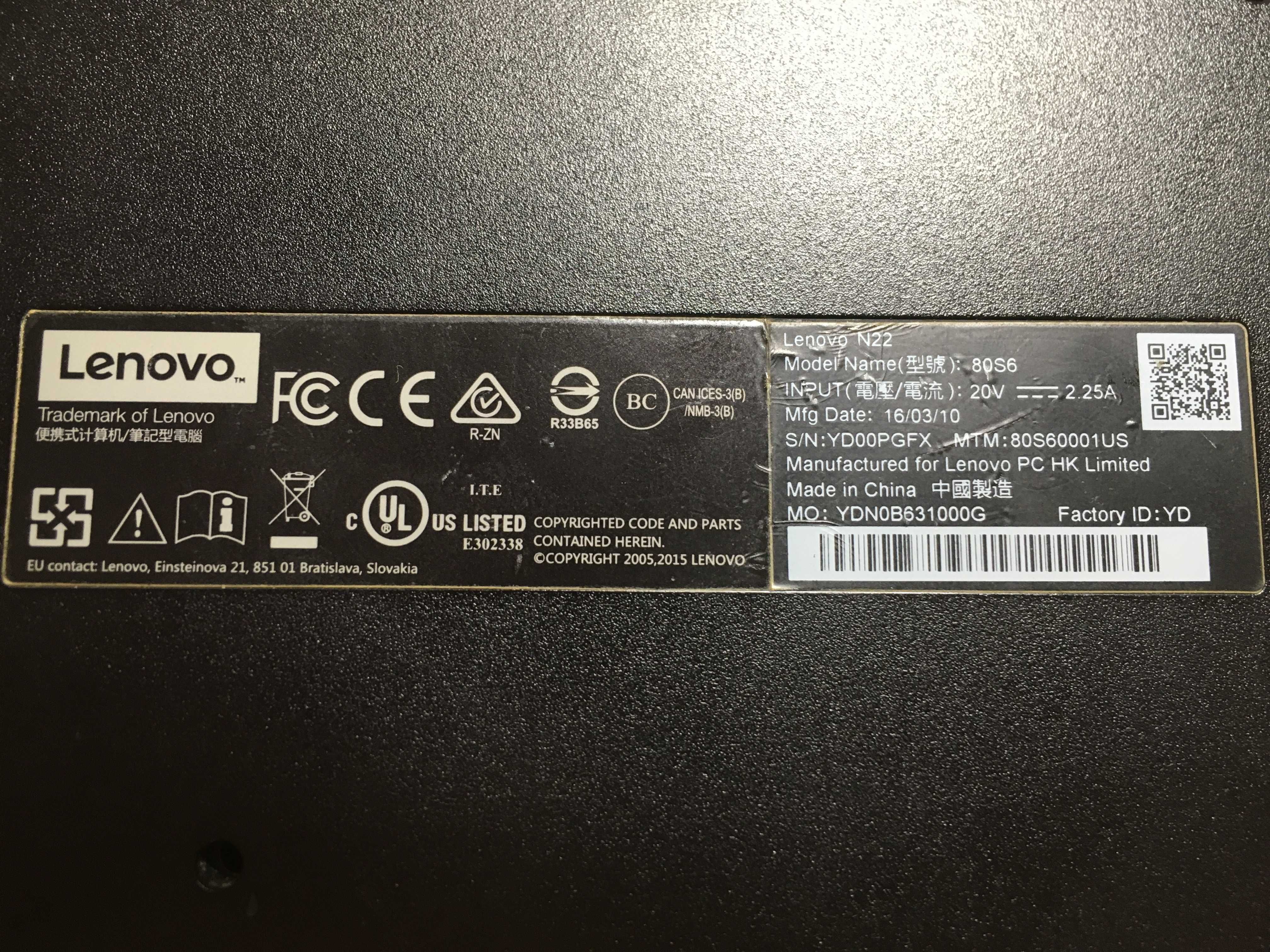 Лаптоп Lenovo N22 80S6, Celeron N3050 1,6 GHz, 4GB RAM, 120GB SSD