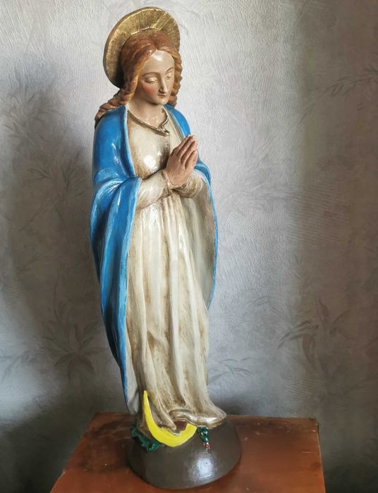 veche statueta catolica Fecioara Maria icoana statuie vintage