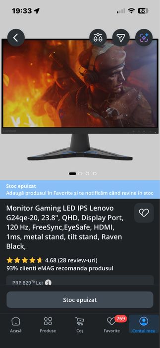 Monitor gaming Lenovo
