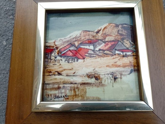 Set de 2 tablouri picturi pe porțelan lucrate integral manual lucrări