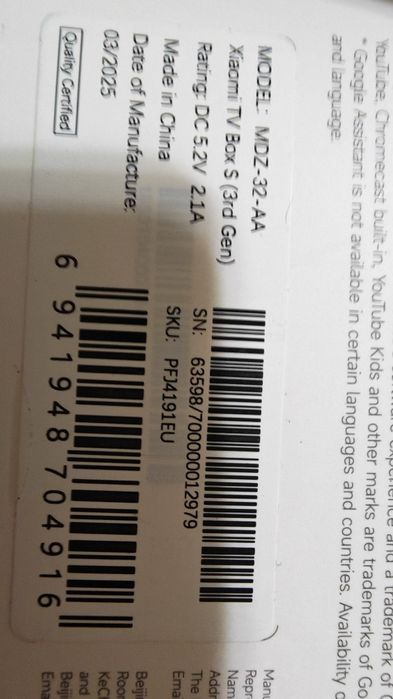 Xiaomi TV BOX S (3rd gen) 4K, ca nou