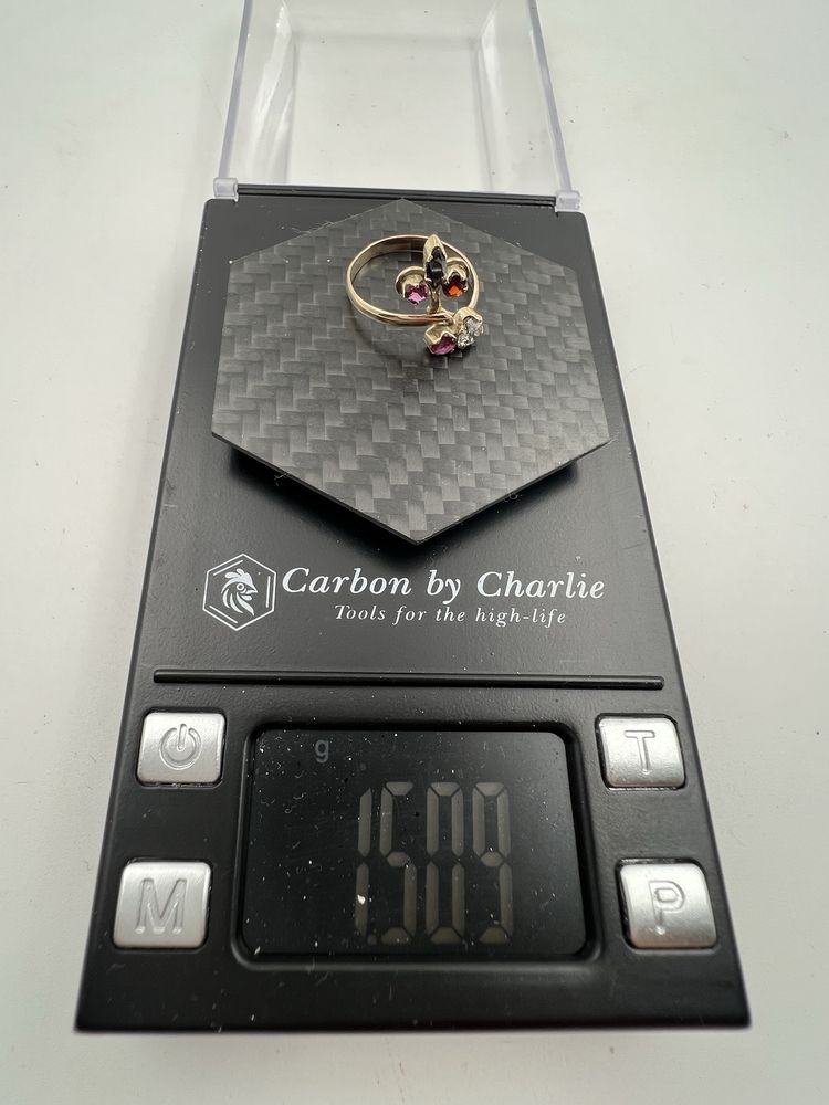 Пръстен с диамант 0.25ct сапфир и други естествени камъни