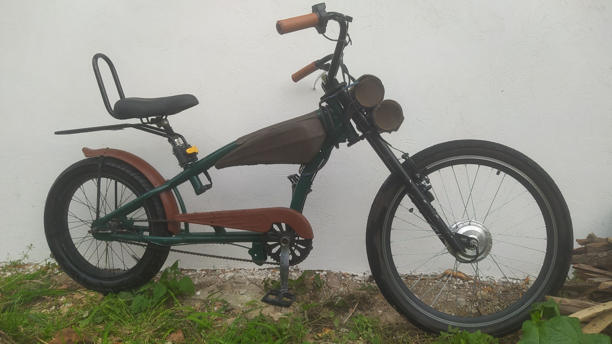 Електрически чопър велосипед 36/48v 12Аh с газ и детска седалка