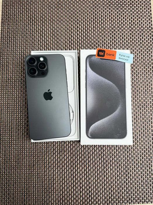 КАТО НОВ! iPhone 15Pro MAX Лизинг от 50лв/м Black Titanium 256Gb черен