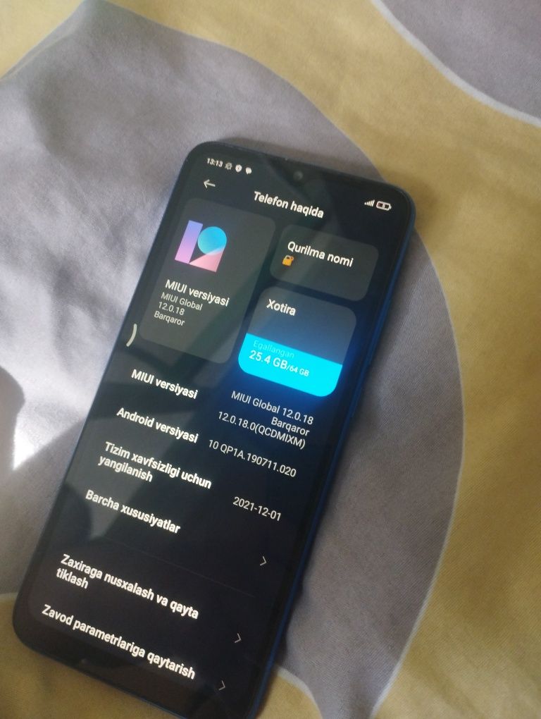 Redmi 9A  xotira 64gb