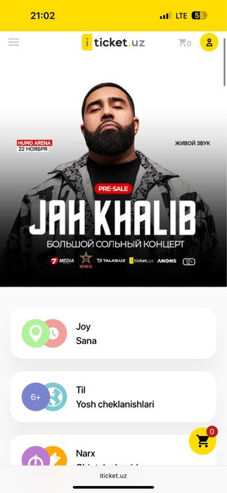 Bilet sotiladi JanKhalib konsertiga