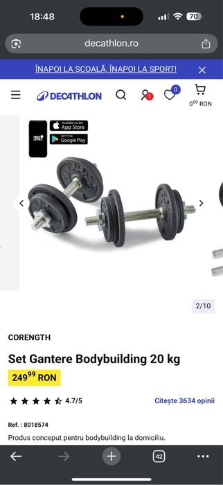 Set gantere 20 kg, geanta pentru transport