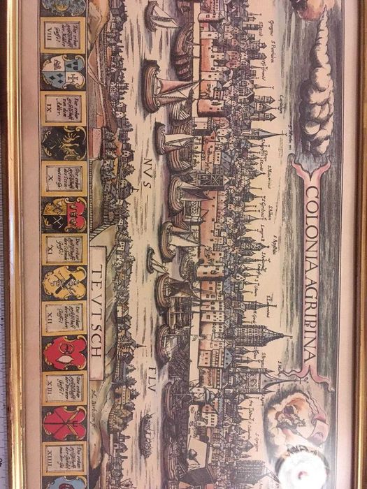 tablou Colonia Agripina Teutsch Köln Germania harta gravura veche