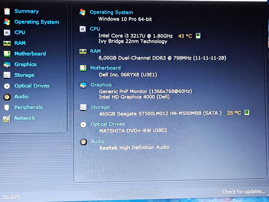 Vand laptop Dell Inspiron-Intel® Core™ i3-3217U / 8GB Ram / 500GB Hdd