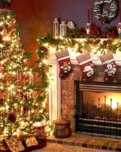 Нов Комплект коледни чорапи 3 броя Украса Декорация Коледа Дом Уют