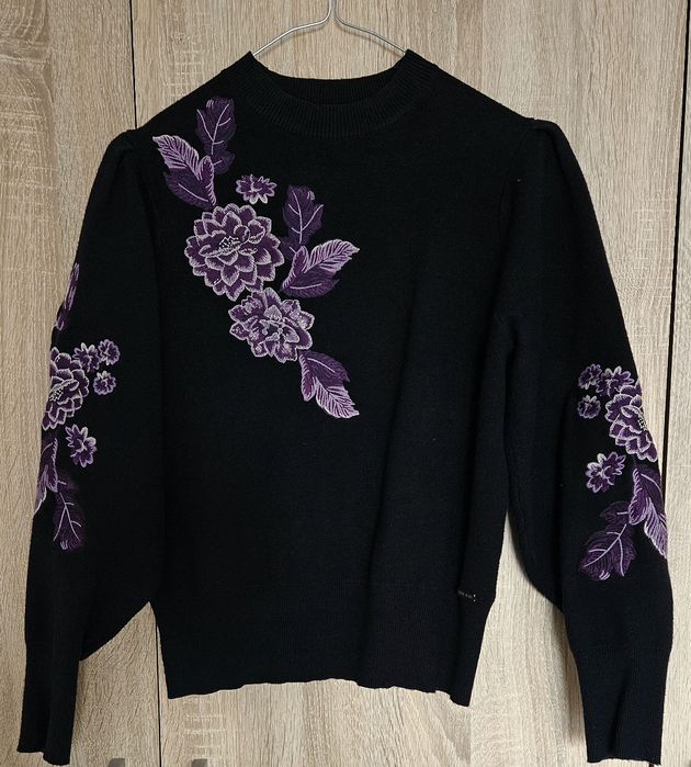 Pulover Pepe Jeans, S, negru cu broderie mov, f frumos